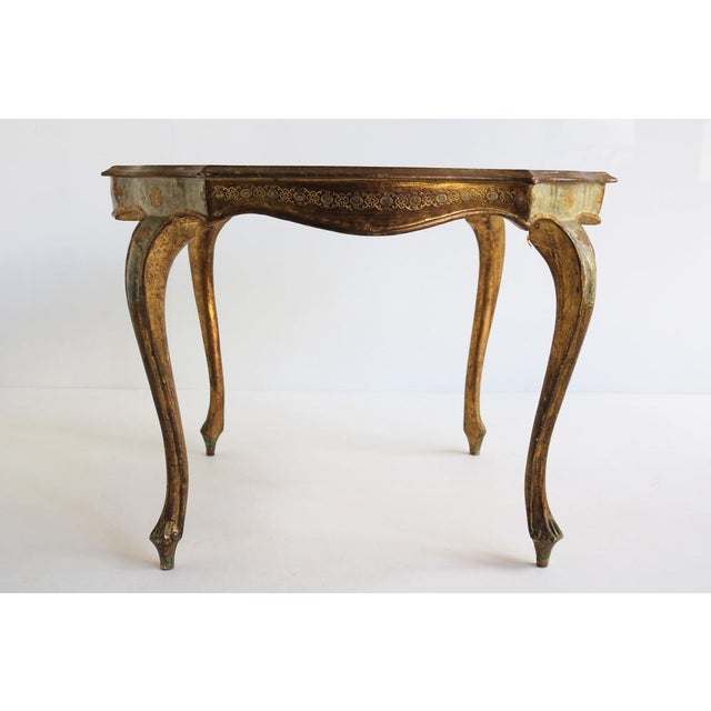1950s Vintage Italian Florentine Giltwood Coffee Table, 1950 For Sale - Image 5 of 10