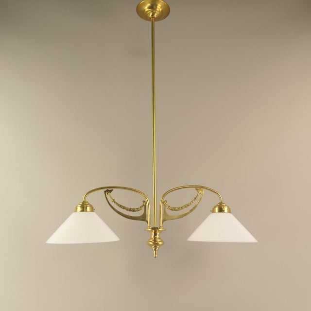 Art Nouveau Brass Chandelier, Vienna, 1910s For Sale - Image 12 of 14
