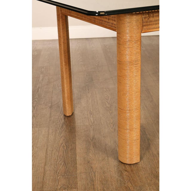 Wood Lexington Henry Link Glass Top Wicker Dining Table For Sale - Image 7 of 18