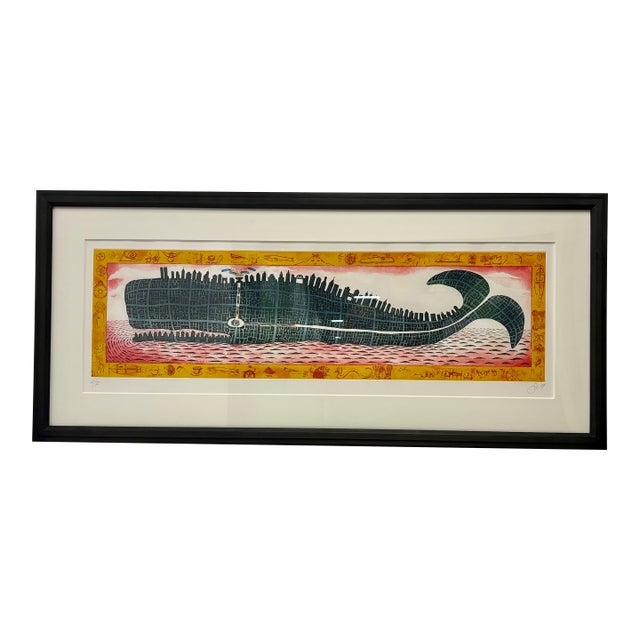 Peter Sís Untitled (Whale), 2004 Etching and Aquatint 21/75, Signed - Framed For Sale
