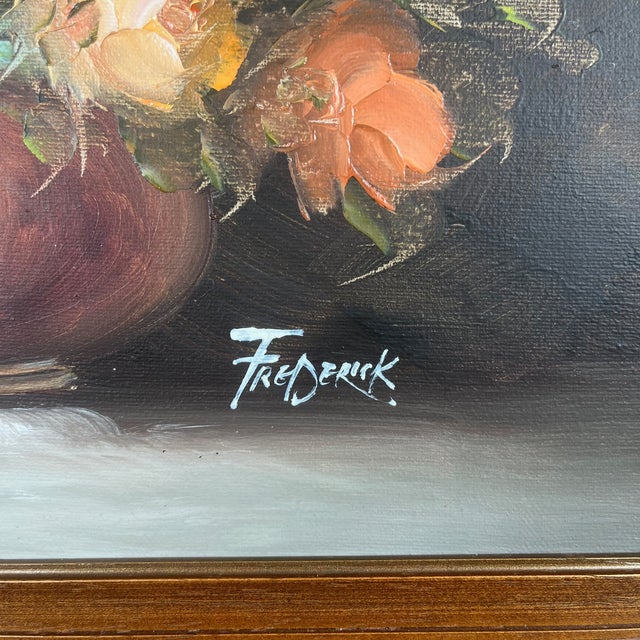 Frederik, Floral Still Life, 1950s, Oil on Canvas, Framed For Sale - Image 8 of 9