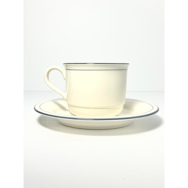 Contemporary 1990s Lenox “Blue Pinstripes (For the Blue)” 8 Tea Cups & Saucers - 16 pcs For Sale - Image 3 of 6