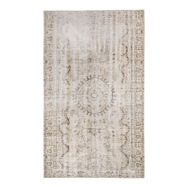 Distressed Vintage Turkish Oushak Rug For Sale