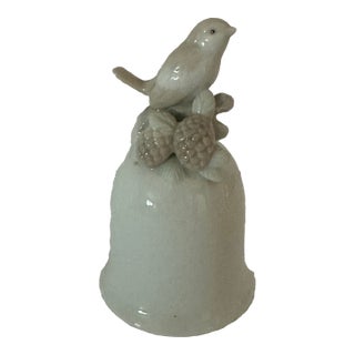 Vintage Mid 20th Century White Porcelain Bird Bell For Sale