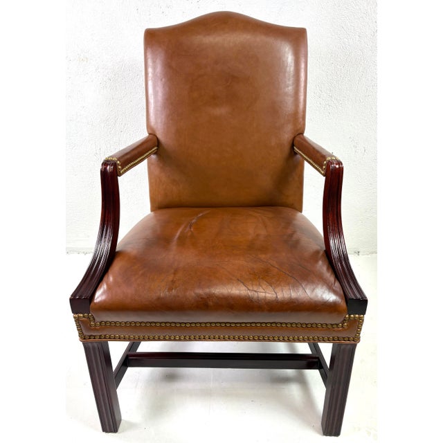 English Hancock and Moore Classic Brown Leather Armchair. For Sale - Image 3 of 12
