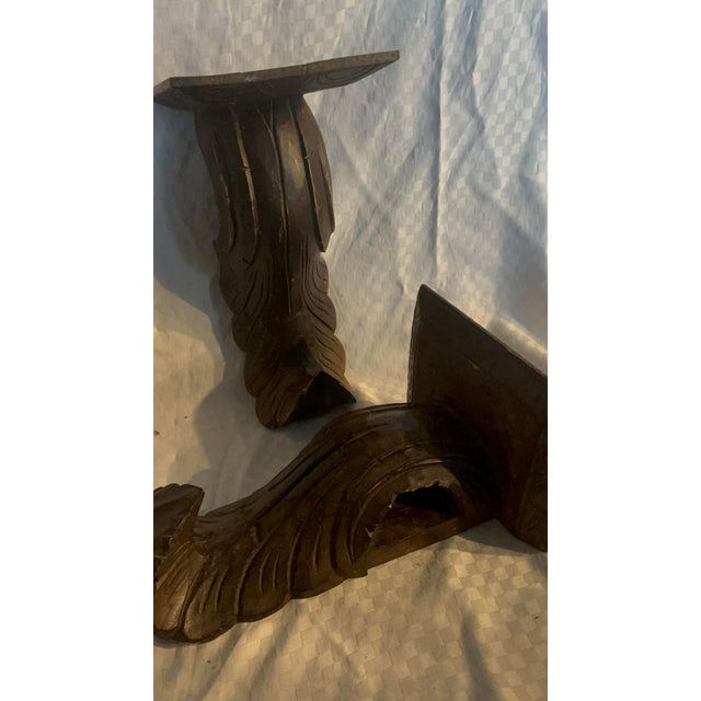 Wood Pair Acanthus Leaf Wooden Corbels For Sale - Image 7 of 12