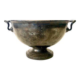 Antique Large Footed Silverplate Pedestal Bowl for Navigazione Generale Italiana For Sale