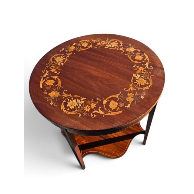 19th Century English Sheraton Mahogany Marquetary Center Table. For Sale - Image 11 of 15