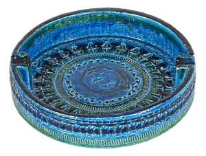 Mid-Century Blue Rimini Ceramic Ashtray by Aldo Londi for Bitossi, Italy, 1960s