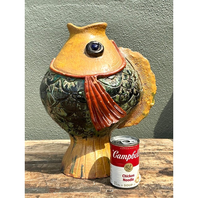 Ceramic Vintage Italian Glazed Ceramic Fish For Sale - Image 7 of 12