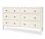 This sophisticated six-drawer dresser by Made Goods is finished in a warm ivory faux Belgian linen finish, creating the...