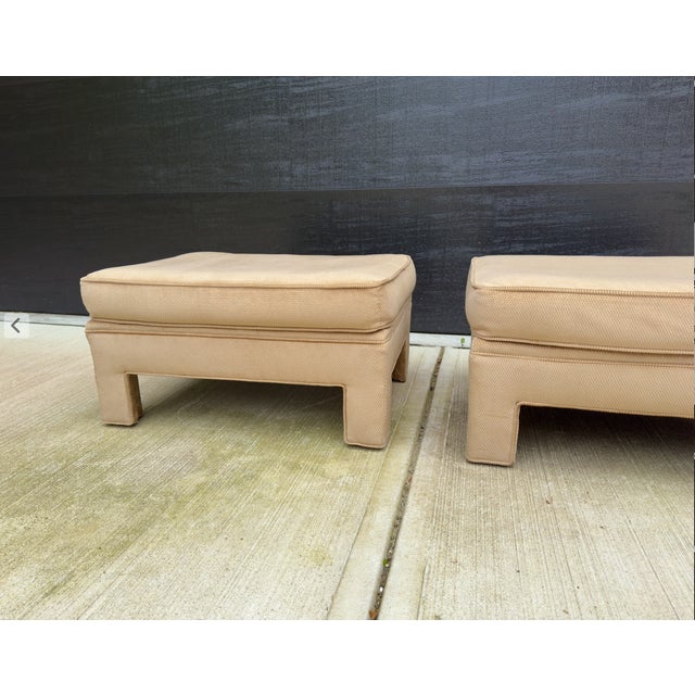 Mid-Century Modern Mid 20th Century Vintage Mid-Century Modern Contemporary Low Ottoman Bench Stools - A Pair For Sale - Image 3 of 7