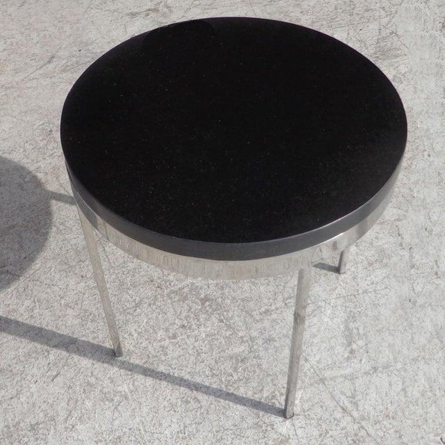 Mid-Century Modern Late 20th Century Granite and Chrome Side Table in the Style of Nicos Zographos For Sale - Image 3 of 7