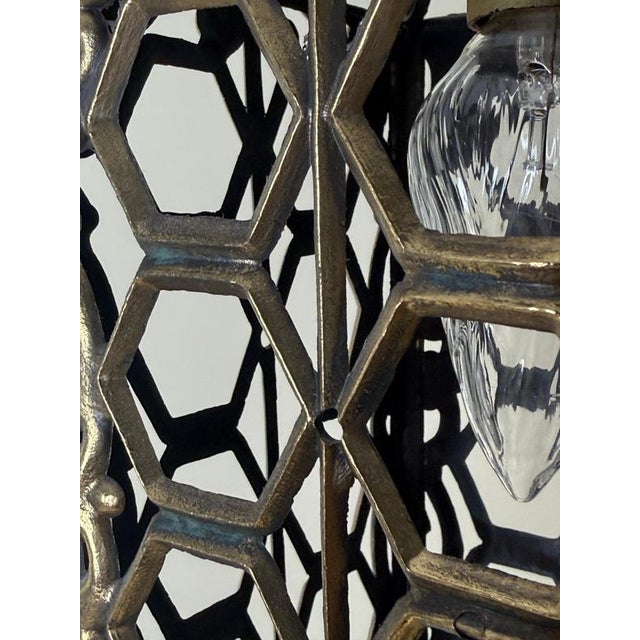 European Hollywood Regency Patinated Brass Openwork Lantern Pendant Light, 1970s For Sale - Image 16 of 17