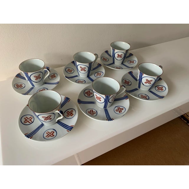 Mid Century Japanese Tea Cups and Saucers - Set of 6 For Sale - Image 13 of 13