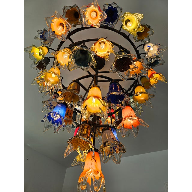 1990s Handmade 4 Levels Wrought Iron Chandelier For Sale - Image 10 of 11