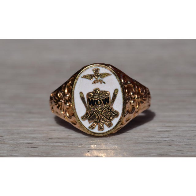 Gold The Lanvale: Men's 14K Rose Gold Enameled Ring For Sale - Image 8 of 10