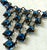 Antique Czech Glass 1920s Art Deco Cascading Sterling Silver Prong Set Blue Necklace For Sale - Image 4 of 10