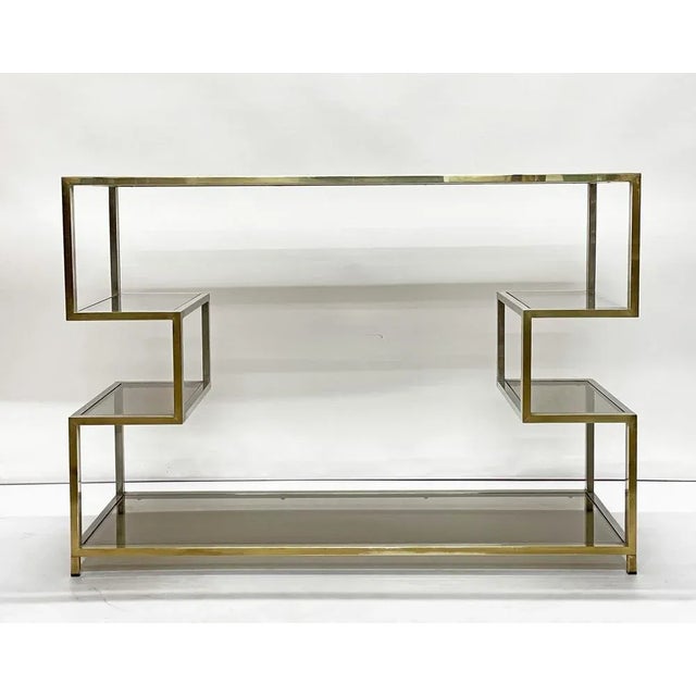 Mid-Century Italian Gold Brass and Glass Console Table, 1970s For Sale - Image 17 of 18