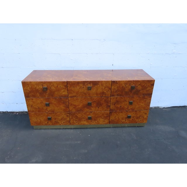 Milo Baughman by Founder Mid Century Hollywood Regency Burlwood Dresser 6625 For Sale - Image 11 of 18