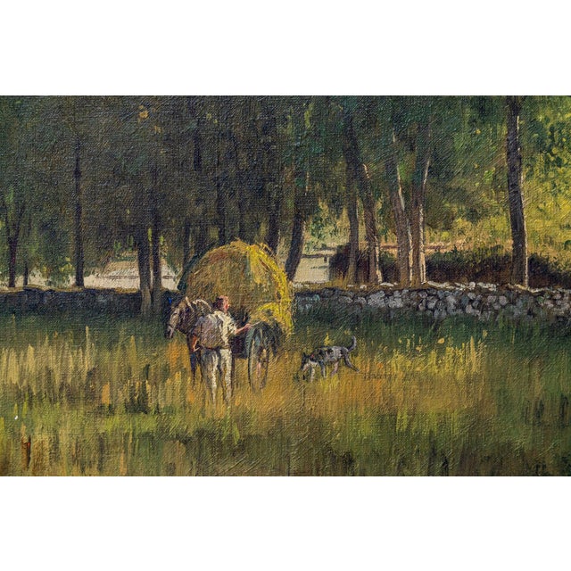 Rustic Benito Sanchez, Harvesting Hay, Oil on Canvas For Sale - Image 3 of 7