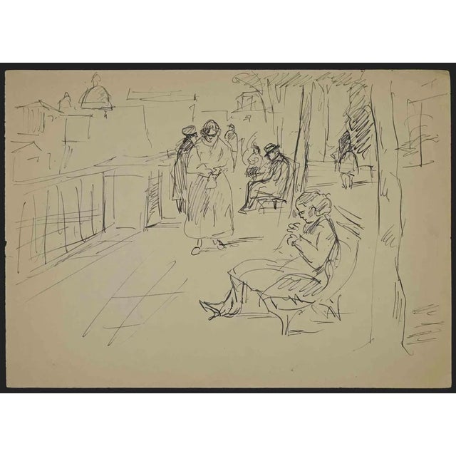Modern Angelina Beloff, The Expectation, Drawing, Early 20th Century For Sale - Image 3 of 3