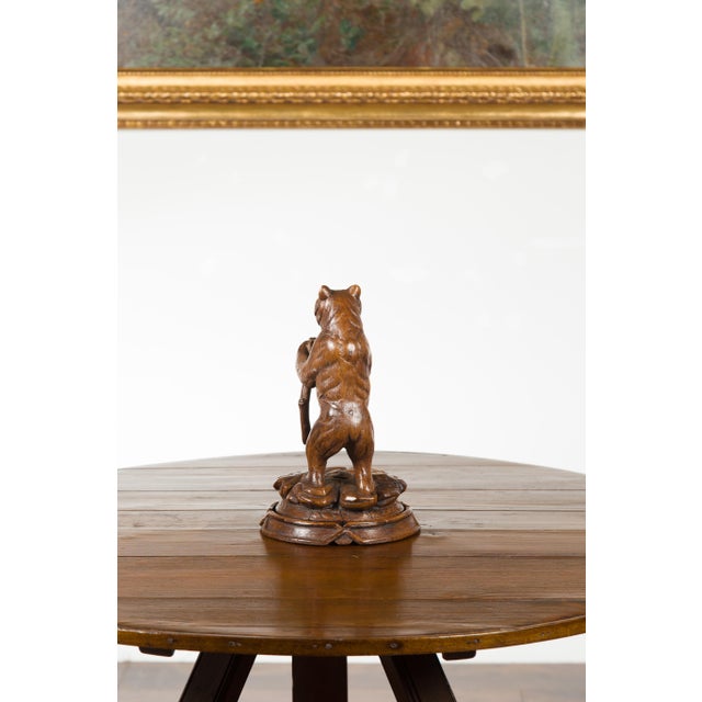 Black Forest 1890s Carved Wooden Bear Standing on a Circular Base For Sale - Image 11 of 11
