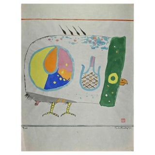 Martin Bradley, Bird, Watercolor Drawing, 1971 For Sale