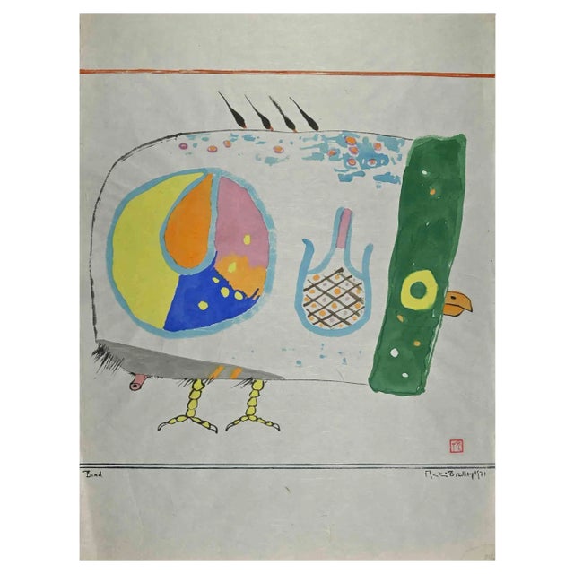 Martin Bradley, Bird, Watercolor Drawing, 1971 For Sale