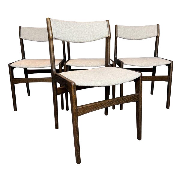 Mid-Century Danish Stained Oak Dining Chairs attributed to Erik Buch, 1960s, Set of 4 For Sale