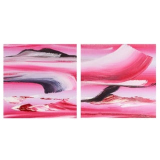 Martyn Jones, Surrealist Abstract Painting Pair, Martyn Jones British Color Diptych Painting For Sale