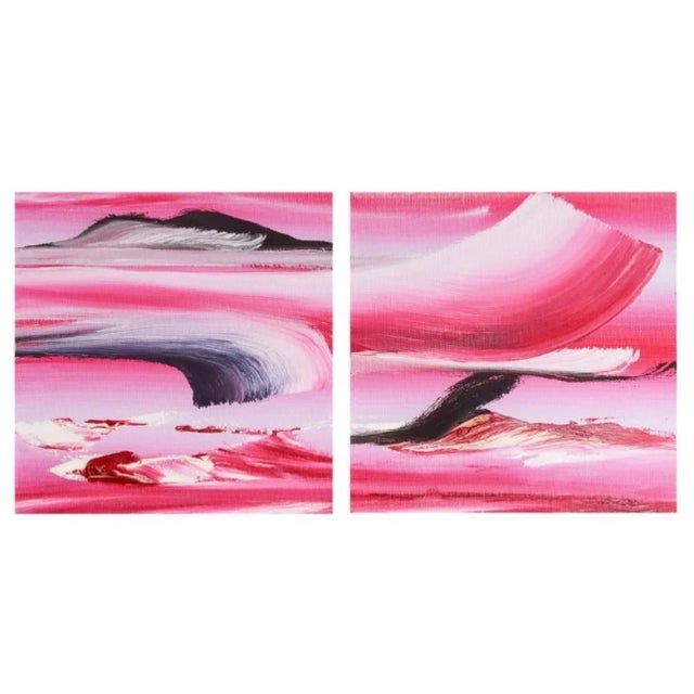 Martyn Jones, Surrealist Abstract Painting Pair, Martyn Jones British Color Diptych Painting For Sale