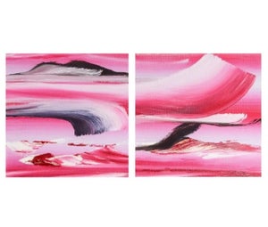 Martyn Jones, Surrealist Abstract Painting Pair, Martyn Jones British Color Diptych Painting