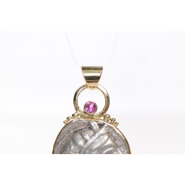 Athena Pendant W/ Pink Sapphires & 18k Trim For Sale - Image 11 of 13