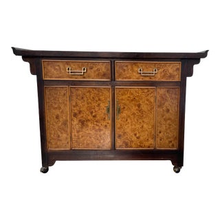 1970s Art Deco Bernhardt Burl Wood Storage Cabinet For Sale