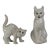 Pair of Vintage French White Tin Glazed Terracotta Cat Figurines With Green Glass Eyes For Sale