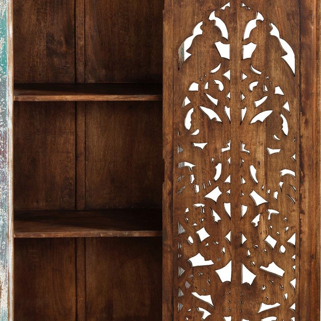 Narrow Carved Single Door Cabinet, 1950s For Sale - Image 4 of 9