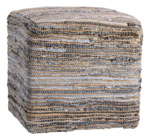 Denim & Rope Cube Stool Ottoman
