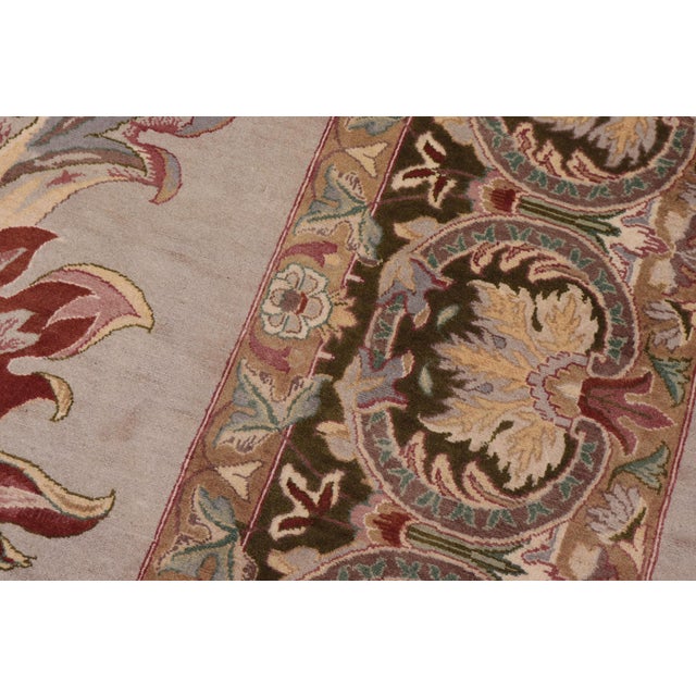 Bhati Pak-Persian Lucia Taupe/Green Wool Rug - 10'3'' X 14'4'' For Sale In New York - Image 6 of 8