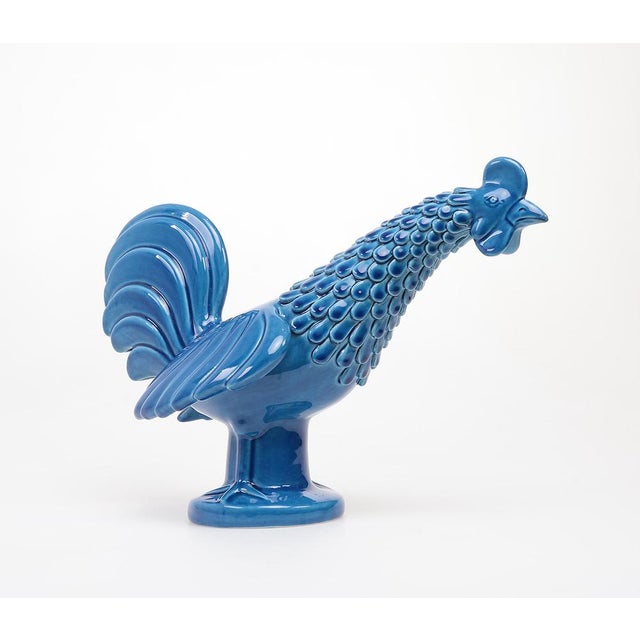 Vintage Italian Blue Ceramic Rooster, 1960s For Sale - Image 14 of 14