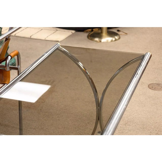Late 20th Century Maison Jansen Style Chrome Smoked Glass Contemporary Modern Console Sofa Table For Sale - Image 5 of 8
