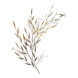 1978 Curtis Jere Branches and Berries Brass Wall Sculpture For Sale