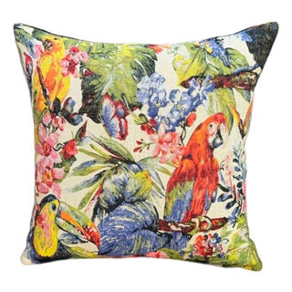 Woven Tropical Jungle Pillow Cover For Sale