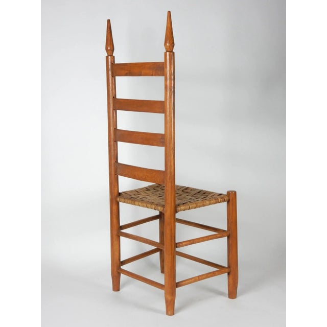 Auburn Antique Pennsylvania Shaker Style Tall Ladderback & Rush Dining Chair Set For Sale - Image 8 of 11