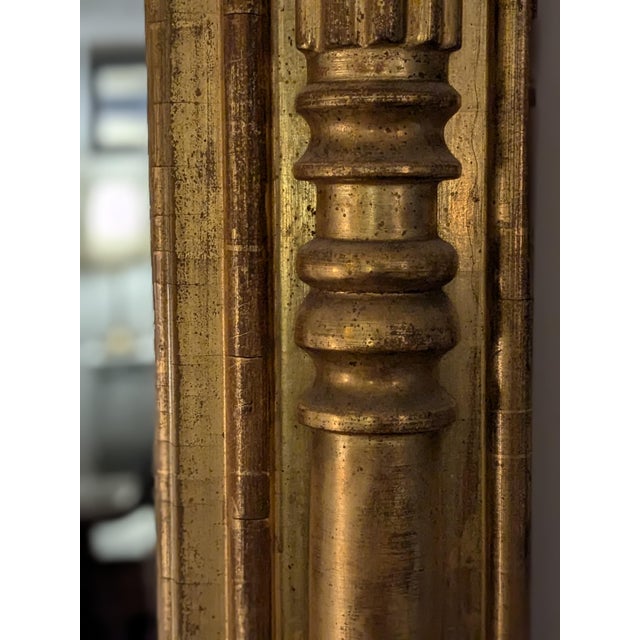 Wood Large Federal Pier Mirror; Mid 19th Century; Beautiful Gilded Details For Sale - Image 7 of 8