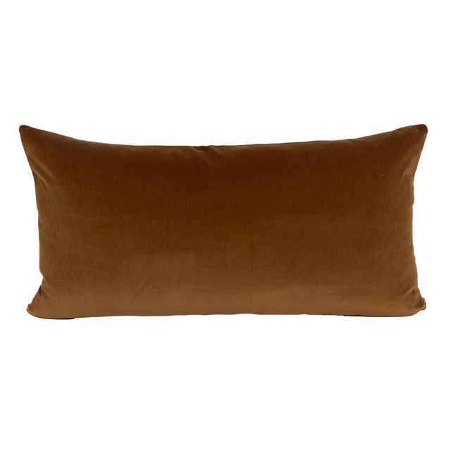 Designer Coffee Velvet Large Lumbar Pillow Cover 15x31 For Sale - Image 4 of 5