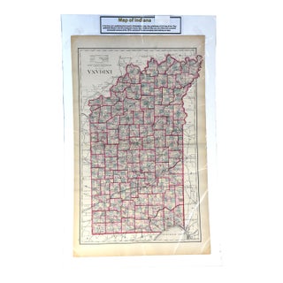 1870s g.w. Gray & Son Colour Map of Indiana (32 X 20")" For Sale