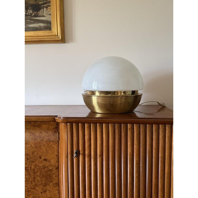 Mid-Century Brass and Glass Dome Table Lamp, Italy, 1960s For Sale - Image 12 of 13