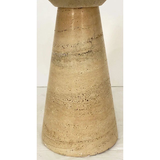 Modernist Conical Table of Travertine Stone From Italy (Four Available) For Sale In Austin - Image 6 of 13