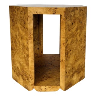 Modern Poplar Burl Wood Indus Octagonal Side Table For Sale